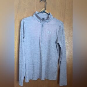 Womens Under Armour Light Gray Half-Zip Top